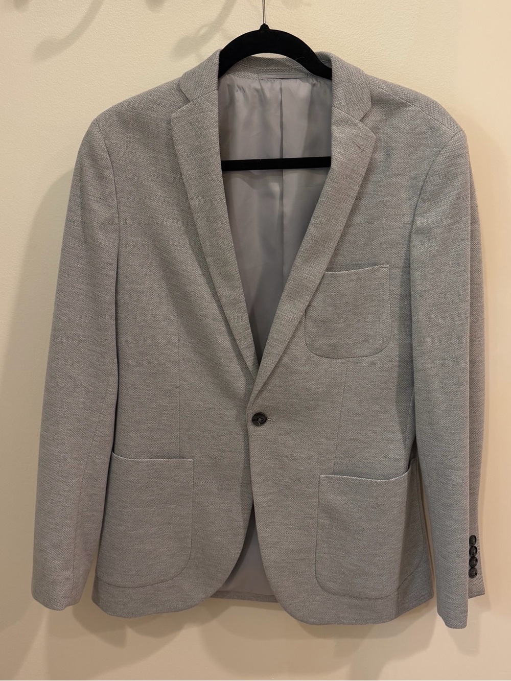 Topman Men’s Light Gray Textured Blazer - Modern Notch Lapel 38R